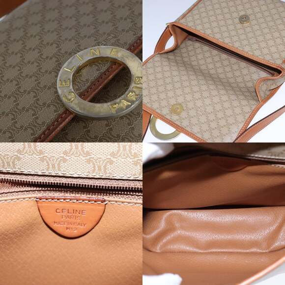 CELINE Macadam Canvas Circle Shoulder Bag Beige - Picture 11 of 12